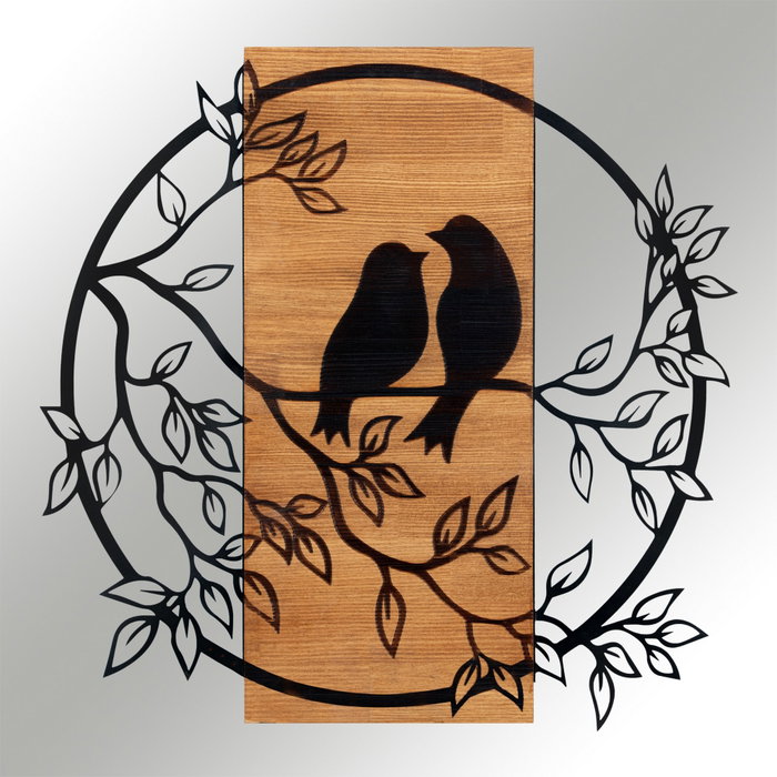 Wallity Birds In Love 1 Escultura de pared Negro y Nogal